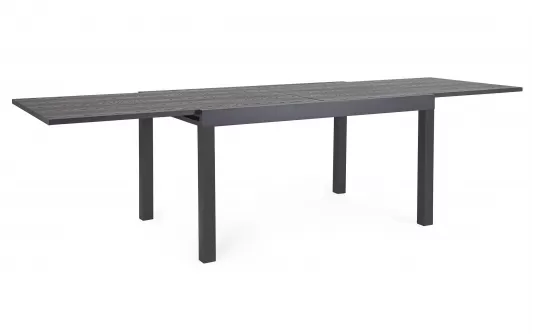 Grafitowy stół ogrodowy aluminiowy z rozsuwanym blatem CLIV 135-270 blat powłoka drewnopodbna Grafitowy stół ogrodowy aluminiowy z rozsuwanym blatem CLIV 135-270 blat powłoka drewnopodbna