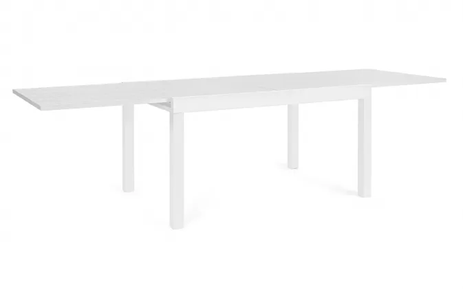Biały stół ogrodowy aluminiowy z rozsuwanym blatem CLIV 135-270 blat powłoka drewnopodbna