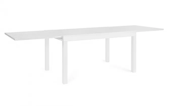 Biały stół ogrodowy aluminiowy z rozsuwanym blatem CLIV 135-270 blat powłoka drewnopodbna