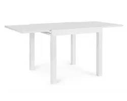 Biały stół ogrodowy aluminiowy z rozsuwanym blatem CLIV 80-160 blat powłoka drewnopodbna