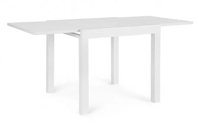 Biały stół ogrodowy aluminiowy z rozsuwanym blatem CLIV 80-160 blat powłoka drewnopodbna