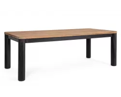 Prostokątny stół 220x100 z drewna teakowego RODERICK nogi czarne
