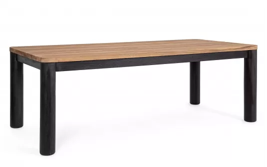 Prostokątny stół 220x100 z drewna teakowego RODERICK nogi czarne