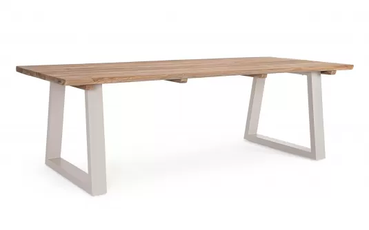 Stół na taras LEGEND 240x100 blat teak premium / nogi aluminium beżowe