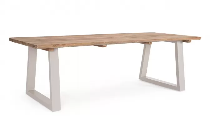 Stół na taras LEGEND 240x100 blat teak premium / nogi aluminium beżowe