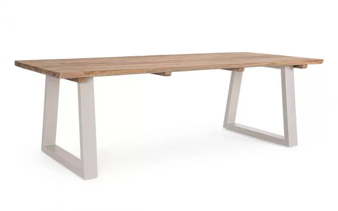 Stół na taras LEGEND 240x100 blat teak premium / nogi aluminium beżowe