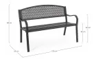 Ciemnoszara ławka ogrodowa metalowa LIZETTE 123 cm szerokości