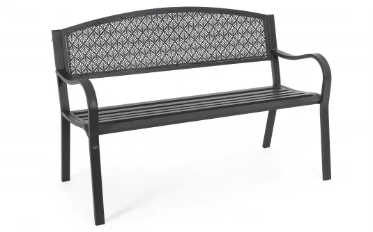 Ciemnoszara ławka ogrodowa metalowa LIZETTE 123 cm szerokości