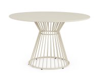 Jasnobeżowy okrągły stół ogrodowy Ø120 AUSTIN metalowy bistro balkon