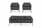 Ciemnoszare meble ogrodowe wypoczynkowe aluminiowe boki technorattan MARIBELA bizzotto 