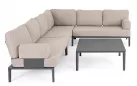 Modułowy grafitowy narożnik na taras aluminiowy GERALD beżowe poduszki Olefin