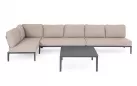 Modułowy grafitowy narożnik na taras aluminiowy GERALD beżowe poduszki Olefin