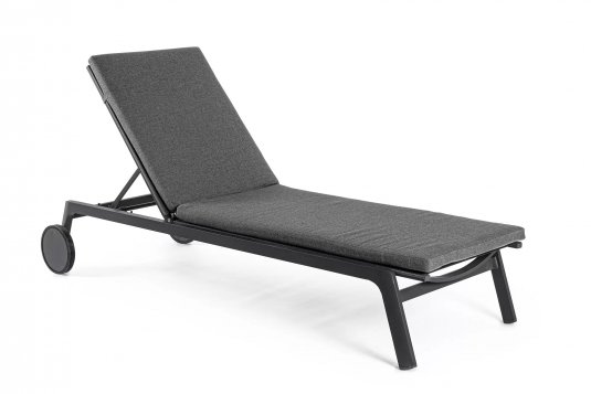 Aluminiowy ciemnoszary leżak ogrodowy nowoczesny z materacem JALISCO Bizzotto bolzano