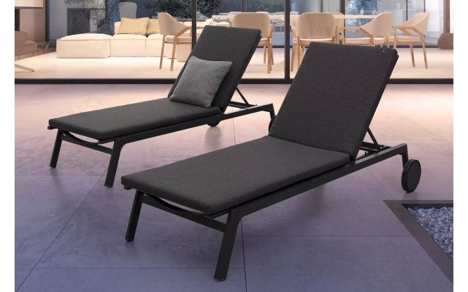 Aluminiowy ciemnoszary leżak ogrodowy nowoczesny z materacem JALISCO Bizzotto