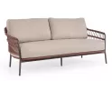 Brązowa sofa ogrodowa TALAIA z oplotem z liny poliprop w kolorze bordowobrązowym  / beżowe poduszki bizzotto