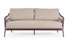 Brązowa sofa ogrodowa TALAIA z oplotem z liny poliprop w kolorze bordowobrązowym  / beżowe poduszki bizzotto
