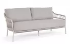 Jasnoszary zestaw sofa i fotele ze stolikami na taras TALAIA stal nierdzewna lina polipropylenowa teak