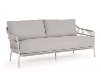 Jasnoszarobeżowa sofa ogrodowa TALAIA z oplotem z liny poliprop w kolorze beżowym / beżowe poduszki bizzotto