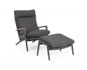 Fotel ogrodowy wypoczynkowy z podnóżkiem grafitowy IBISCO bizzotto