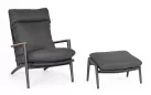 Fotel ogrodowy wypoczynkowy z podnóżkiem grafitowy IBISCO bizzotto