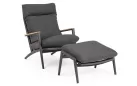 Fotel ogrodowy wypoczynkowy z podnóżkiem grafitowy IBISCO bizzotto