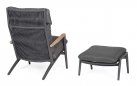 Fotel ogrodowy wypoczynkowy z podnóżkiem grafitowy IBISCO bizzotto