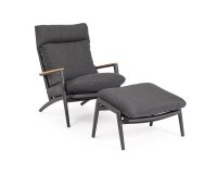 Fotel ogrodowy wypoczynkowy z podnóżkiem grafitowy IBISCO bizzotto