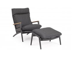 Fotel ogrodowy wypoczynkowy z podnóżkiem grafitowy IBISCO bizzotto