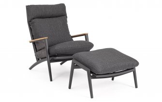 Fotel ogrodowy wypoczynkowy z podnóżkiem grafitowy IBISCO bizzotto