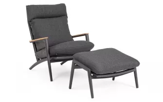 Fotel ogrodowy wypoczynkowy z podnóżkiem grafitowy IBISCO bizzotto