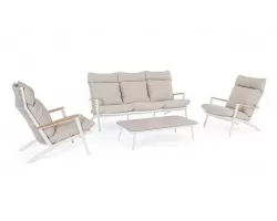 Komplet wypoczynkowy białobeżowy wysoki na taras IBISCO bizzotto