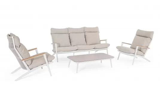 Komplet wypoczynkowy białobeżowy wysoki na taras IBISCO bizzotto