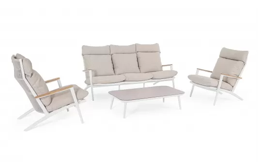 Komplet wypoczynkowy białobeżowy wysoki na taras IBISCO bizzotto Komplet wypoczynkowy białobeżowy wysoki na taras IBISCO bizzotto