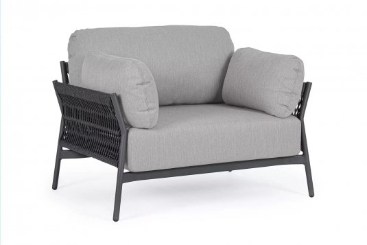 Nowoczesny fotel wypoczynkowy na taras aluminiowy antracyt PARDIS bizzotto