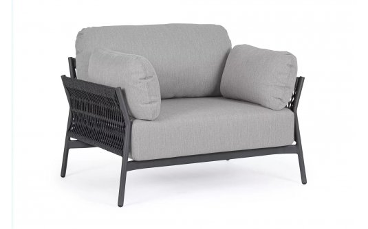 Nowoczesny fotel wypoczynkowy na taras aluminiowy antracyt PARDIS bizzotto