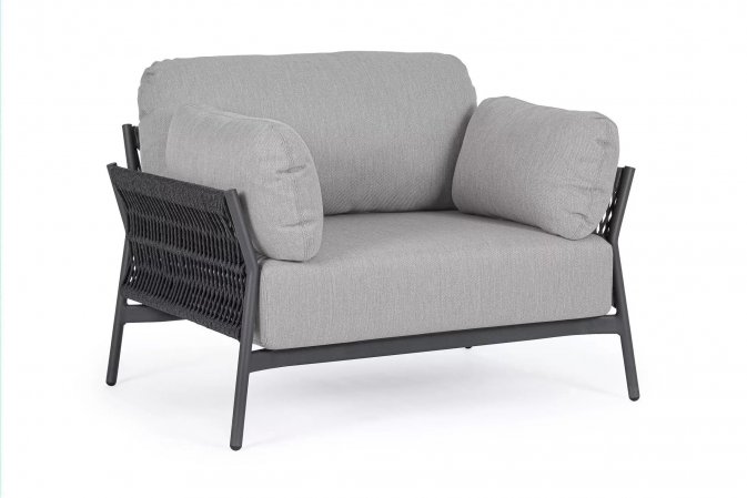 Nowoczesny fotel wypoczynkowy na taras aluminiowy antracyt PARDIS bizzotto