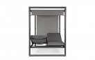 Dwuosobowe GRAFITOWE łóżko ogrodowe KONNOR aluminiowe z zadaszeniem