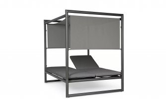Dwuosobowe GRAFITOWE łóżko ogrodowe KONNOR aluminiowe z zadaszeniem