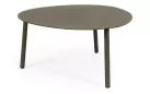 Oliwkowy owalny stolik kawowy na taras SPARKY 100x70 na 3 nogach bizzotto