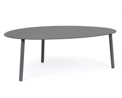 Grafitowy owalny stolik kawowy na taras SPARKY 100x70 na 3 nogach bizzotto