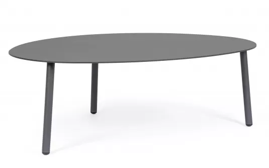 Grafitowy owalny stolik kawowy na taras SPARKY 100x70 na 3 nogach bizzotto