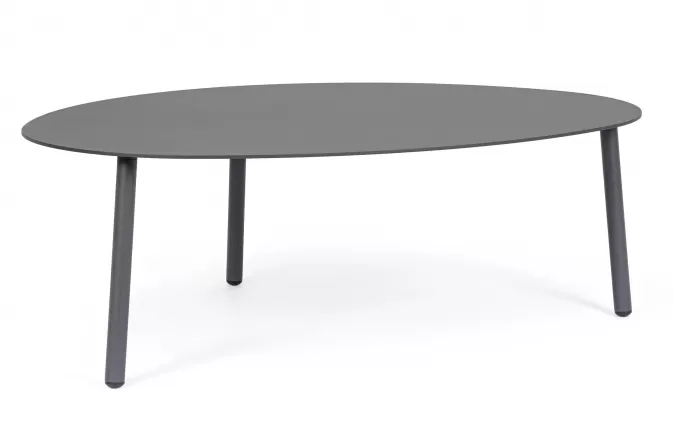 Grafitowy owalny stolik kawowy na taras SPARKY 100x70 na 3 nogach bizzotto