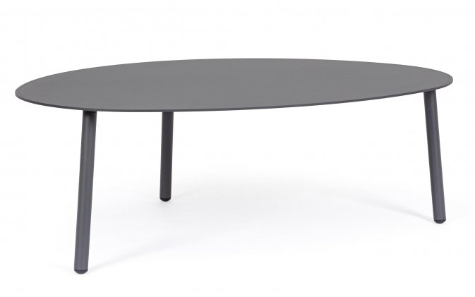 Grafitowy owalny stolik kawowy na taras SPARKY 100x70 na 3 nogach bizzotto