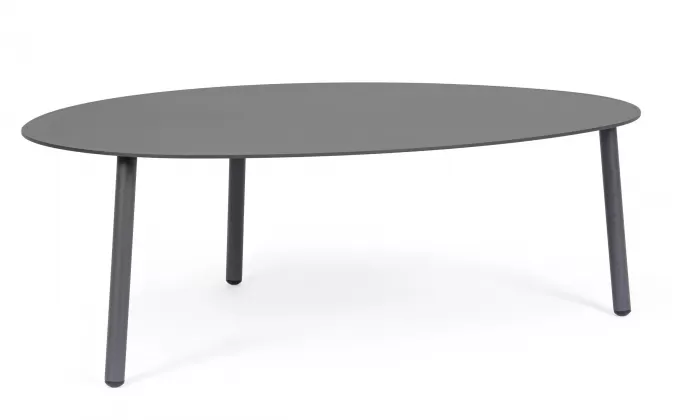 Grafitowy owalny stolik kawowy na taras SPARKY 100x70 na 3 nogach bizzotto