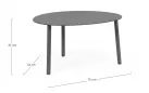 Grafitowy owalny stolik kawowy na taras SPARKY 70x56 na 3 nogach bizzotto