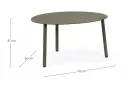 Oliwkowy owalny stolik kawowy na taras SPARKY 70x56 na 3 nogach bizzotto