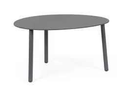 Grafitowy owalny stolik kawowy na taras SPARKY 70x56 na 3 nogach bizzotto