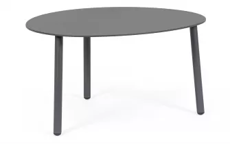Grafitowy owalny stolik kawowy na taras SPARKY 70x56 na 3 nogach bizzotto