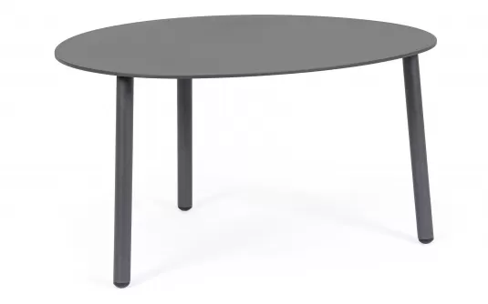 Grafitowy owalny stolik kawowy na taras SPARKY 70x56 na 3 nogach bizzotto