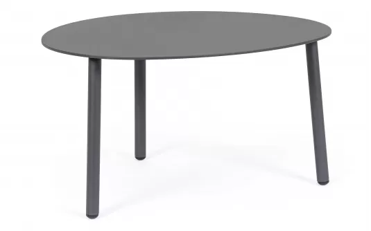 Grafitowy owalny stolik kawowy na taras SPARKY 70x56 na 3 nogach bizzotto